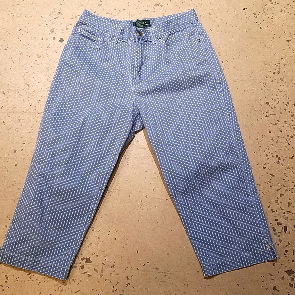 Ralph Lauren blue and white cotton crop pants